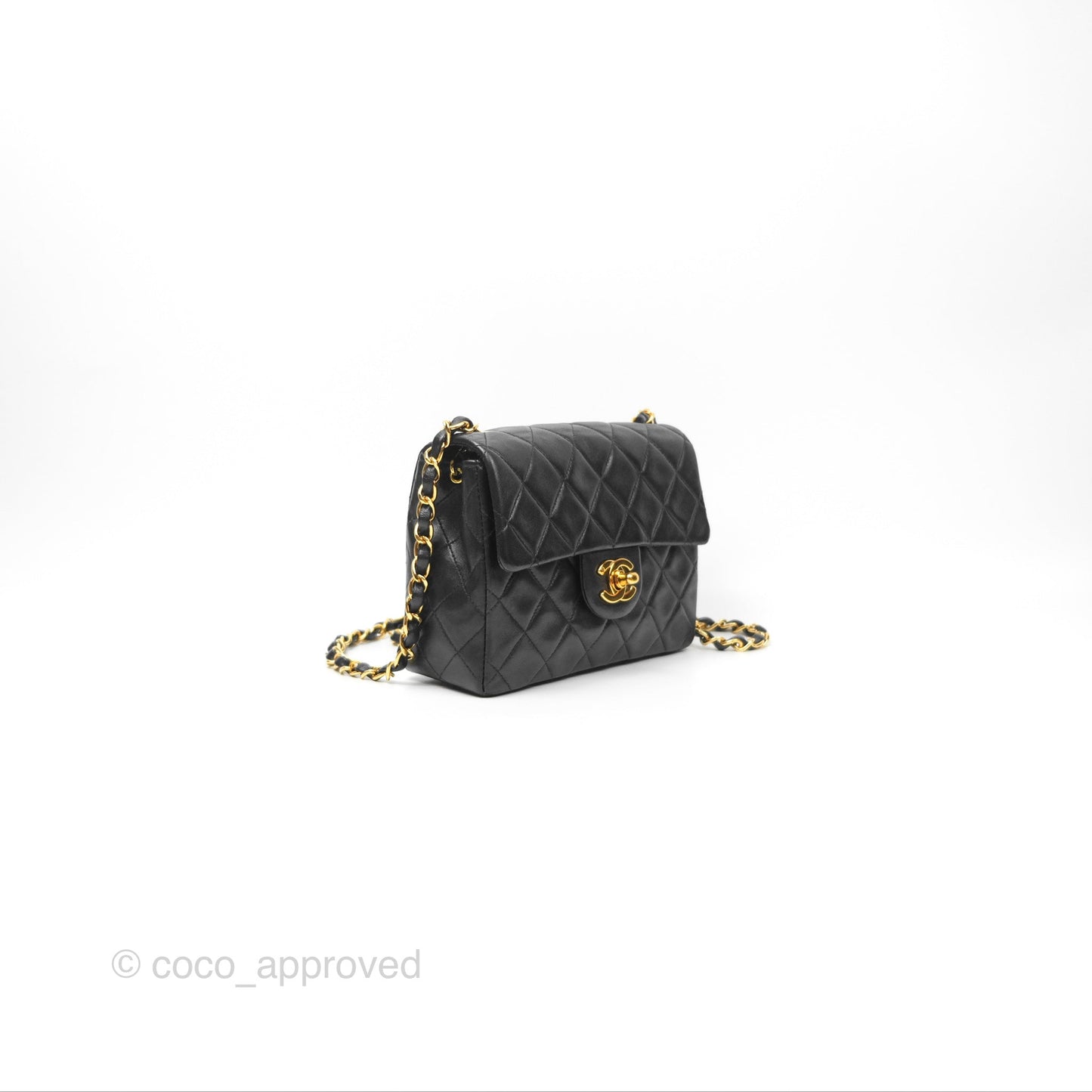 Chanel Vintage Mini Square Black Lambskin 24K Gold Hardware