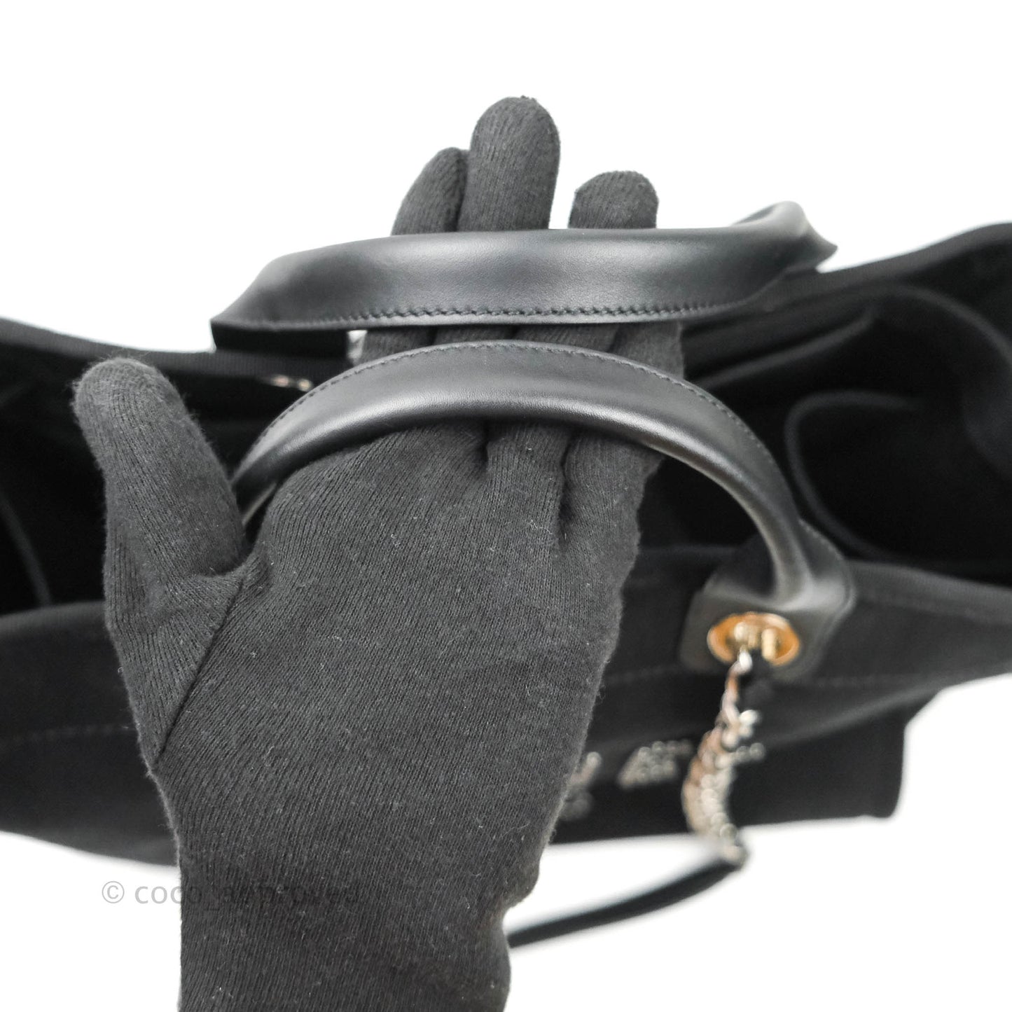 Chanel Medium Deauville Black Canvas Imitation Pearl