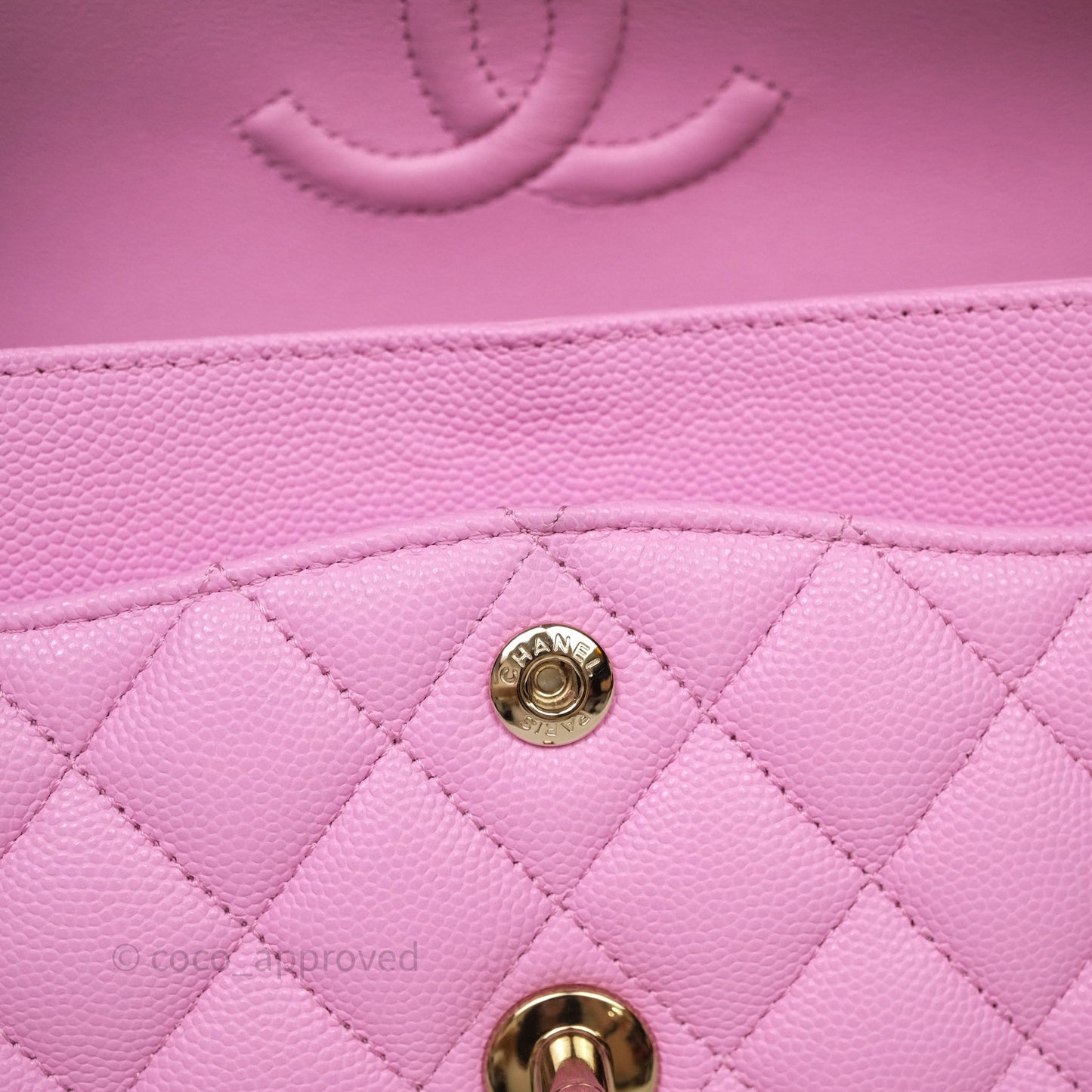Chanel Small Classic Flap Quilted Pink Caviar Gold Hardware