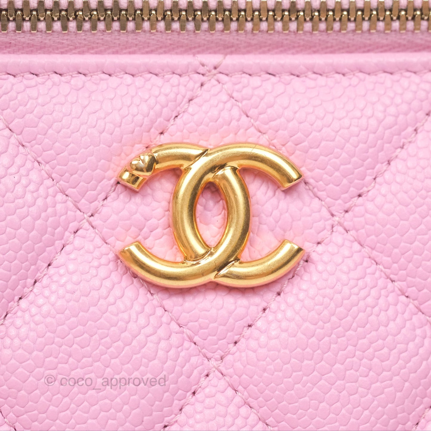 Chanel Vanity with Heart Adjustable Chain Pink Caviar Aged Gold Hardware