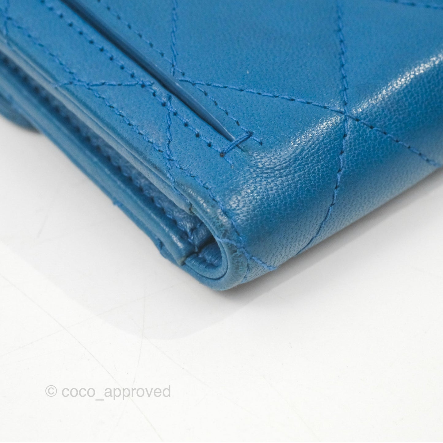 Chanel Classic Short Flap Wallet Blue Lambskin Gold Hardware