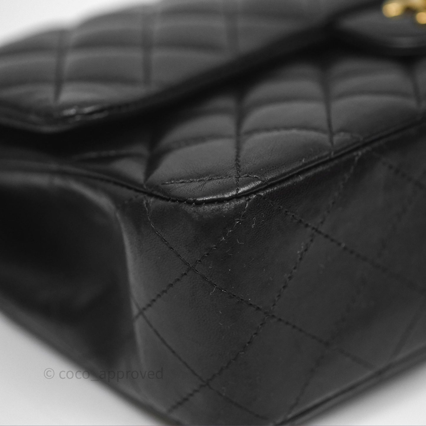 Chanel Classic M/L Medium Flap Quilted Black Lambskin Gold Hardware