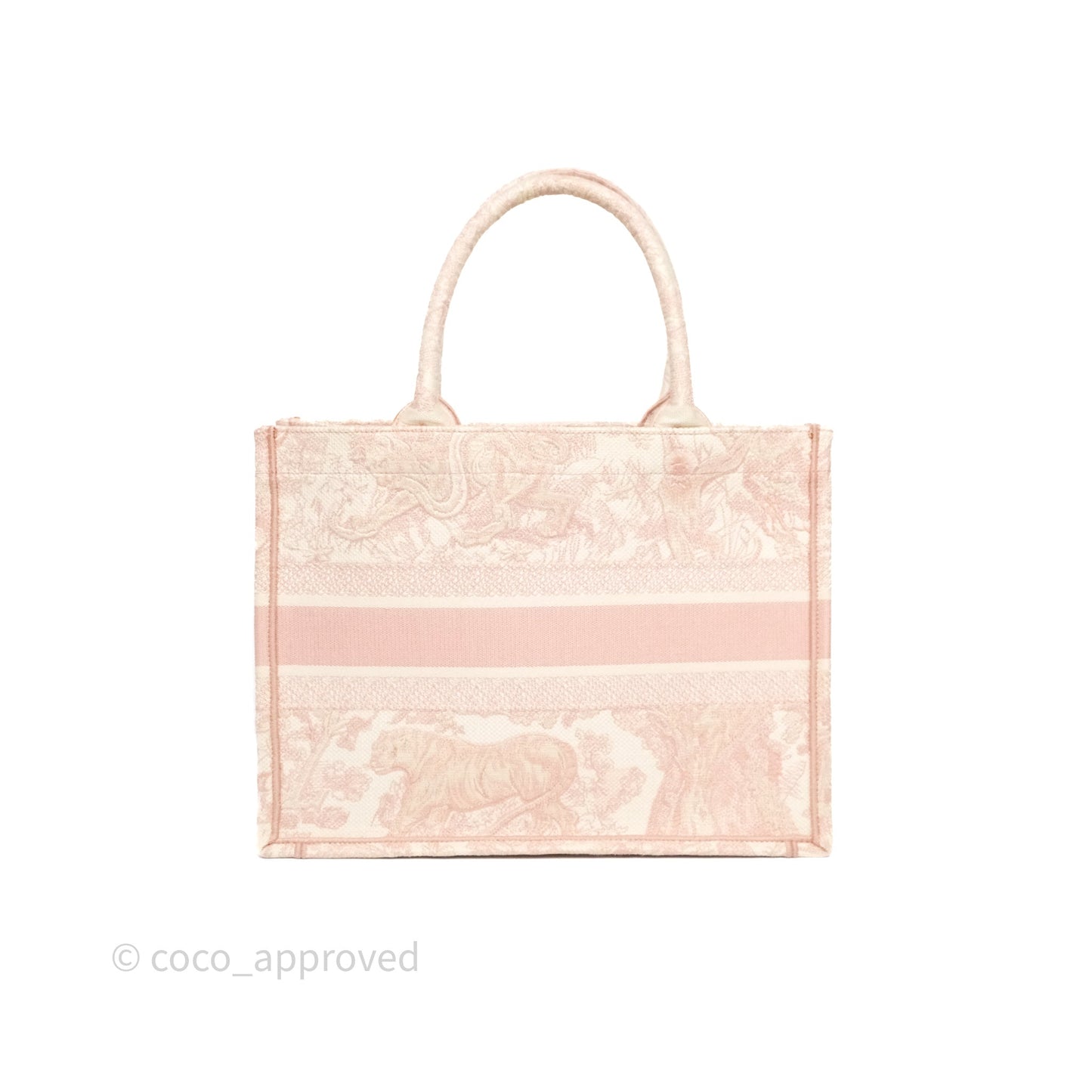 Christian Dior Medium Book Tote Ecru and Pink Toile de Jouy Embroidery