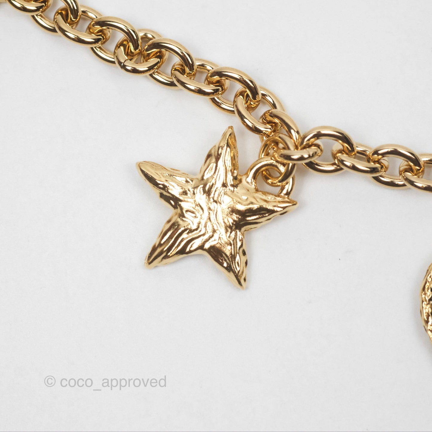 Chanel Black CC Heart Lucky Clover Chain Belt Gold Tone 24P