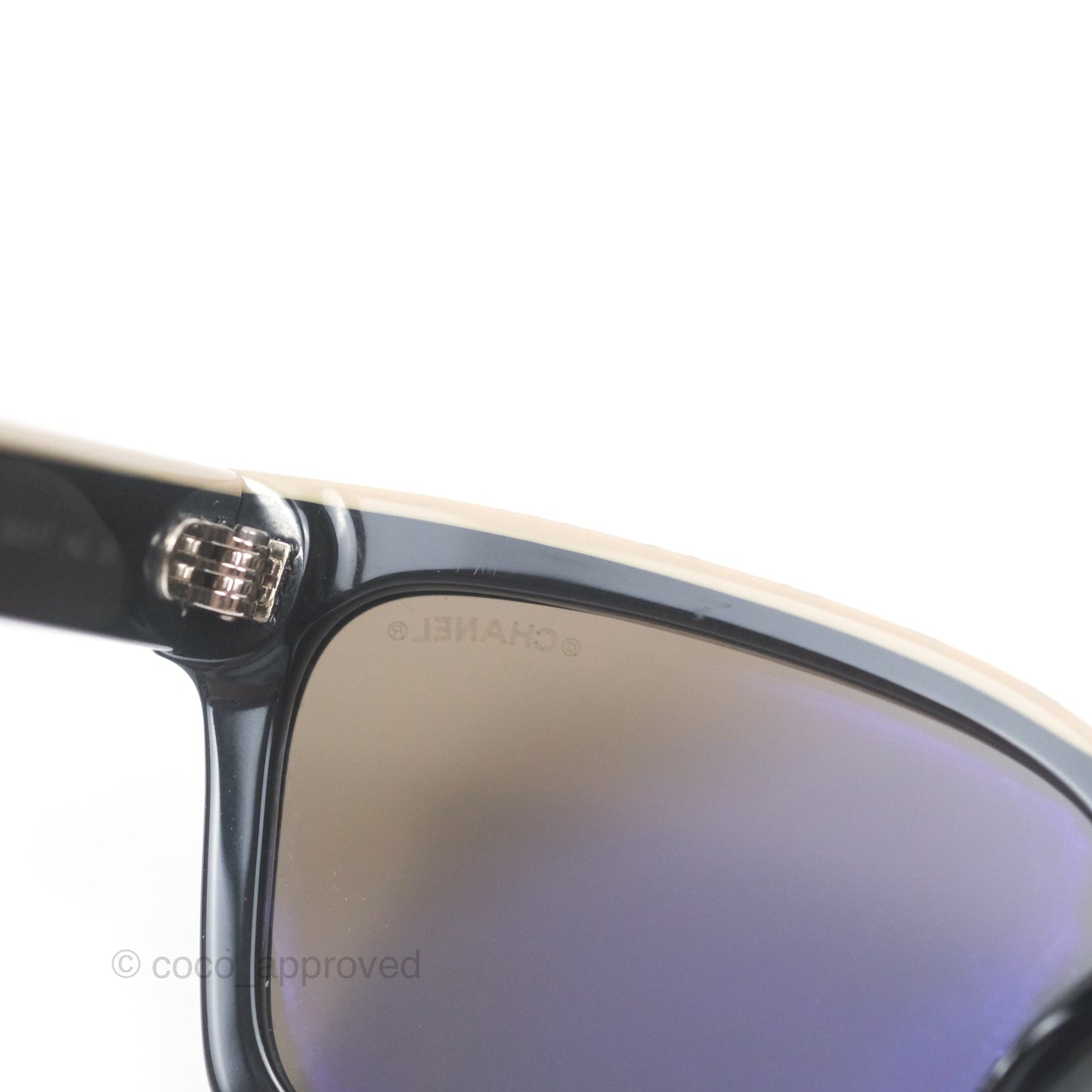 Chanel Acetate Square Sunglasses Black/Beige