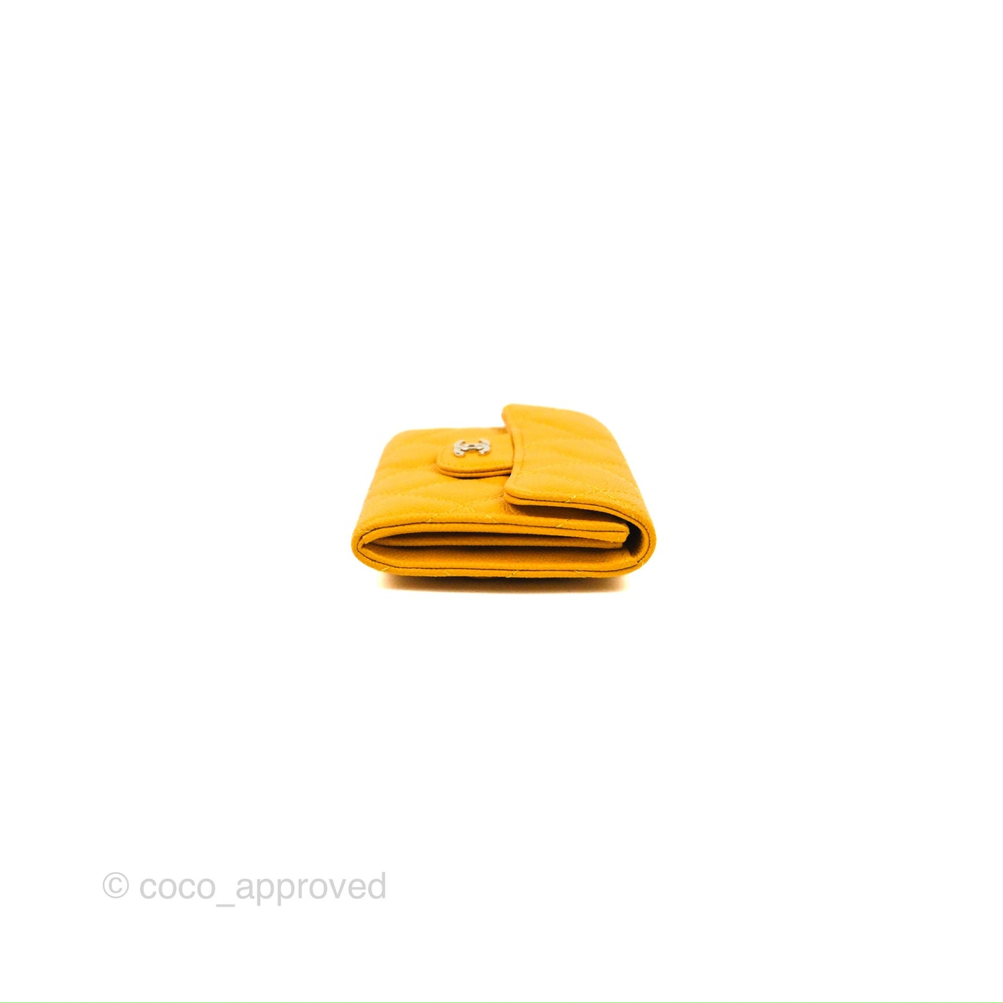 Chanel Classic Flap Coin Purse Yellow Caviar Gold Hardware