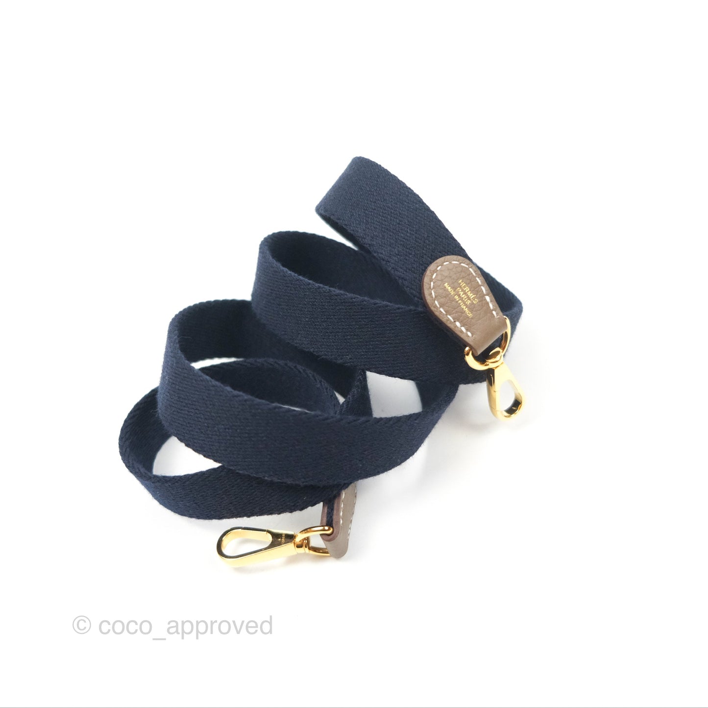 Hermès Mini Evelyne Etoupe Clemence Gold Hardware with Bleu Indigo Strap