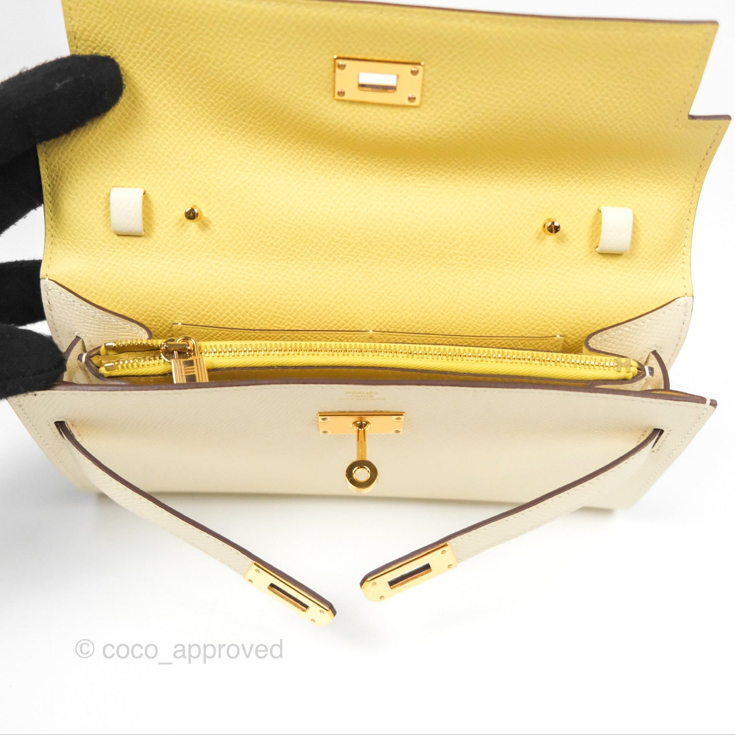 Hermès Kelly To Go Wallet Nata / Jaune Poussin Epsom Gold Hardware