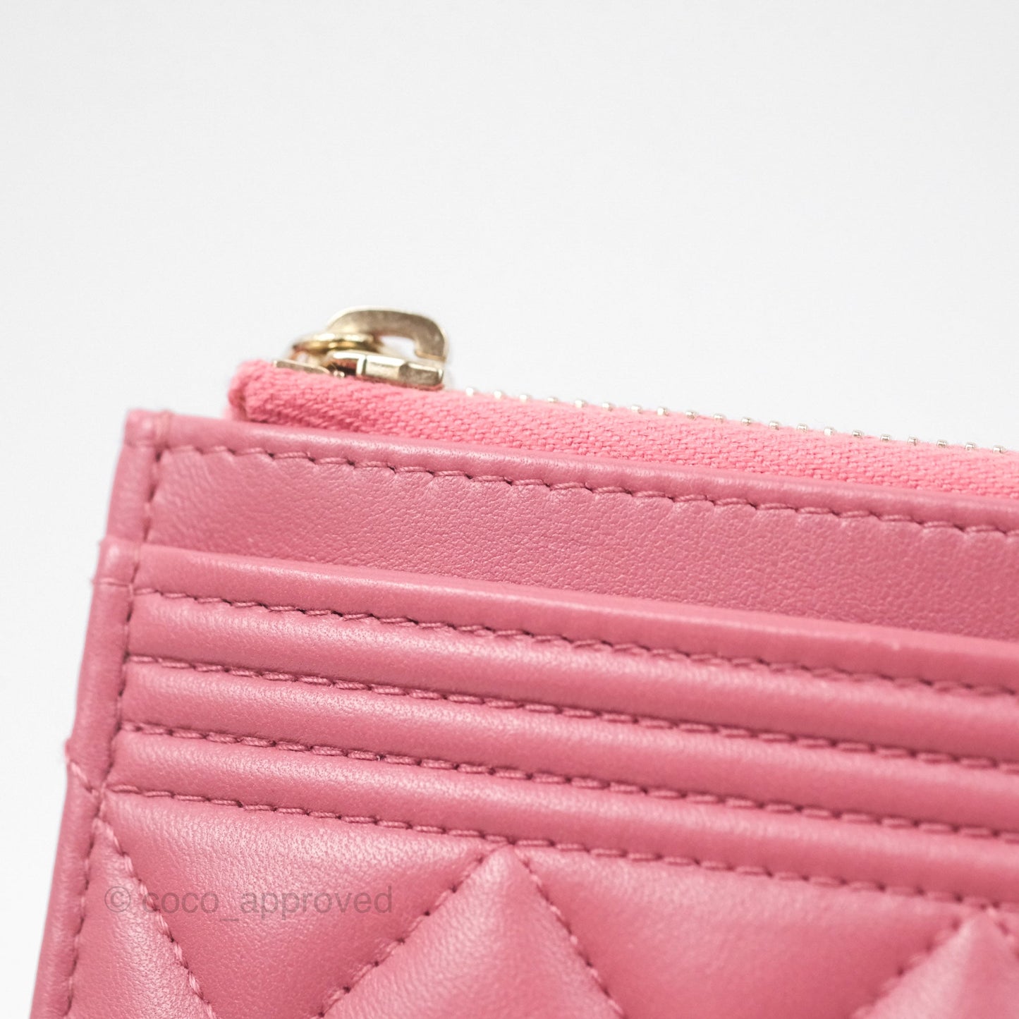 Chanel Boy Long Pouch Wallet Dusty Pink Lambskin Aged Gold Hardware