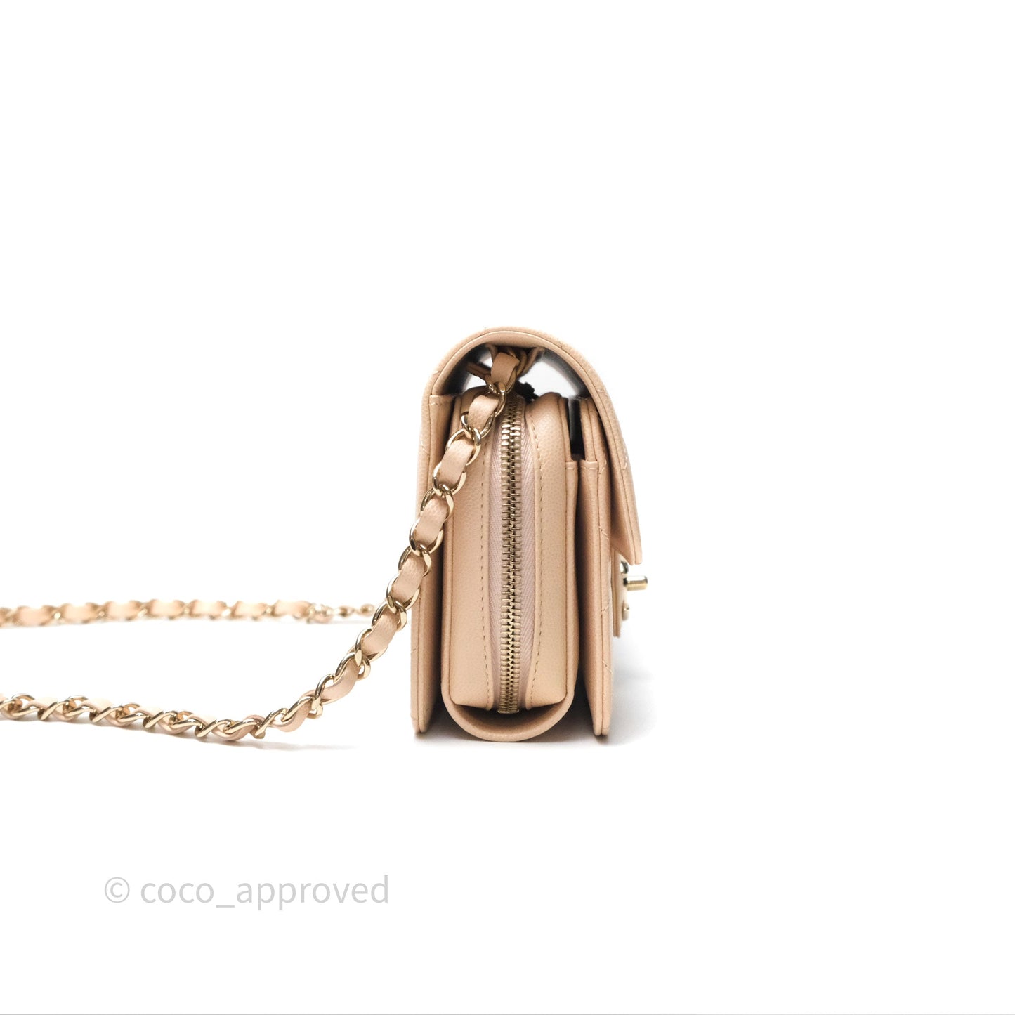 Chanel Quilted Small Like The Wallet Flap Light Beige Pink Caviar Light Gold Hardware 22C