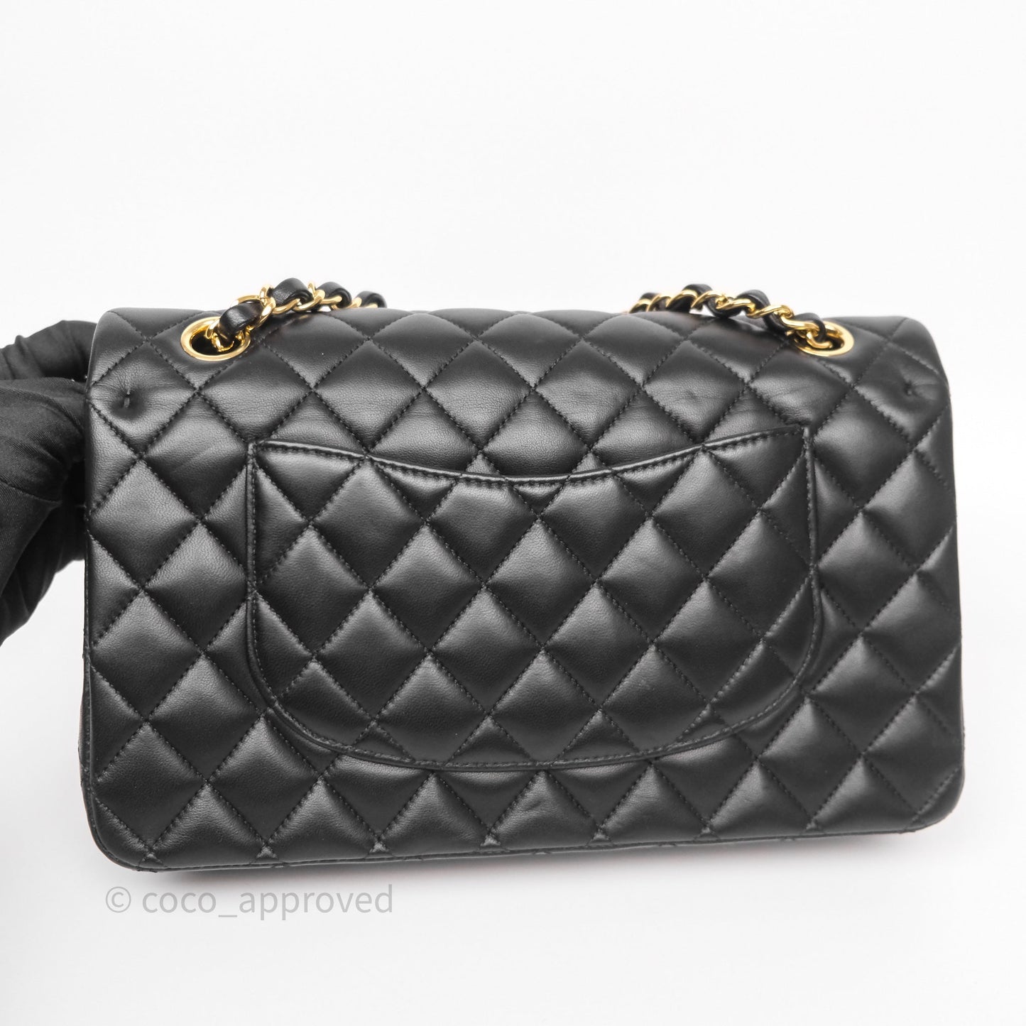 Chanel Classic M/L Medium Flap Quilted Black Lambskin Gold Hardware