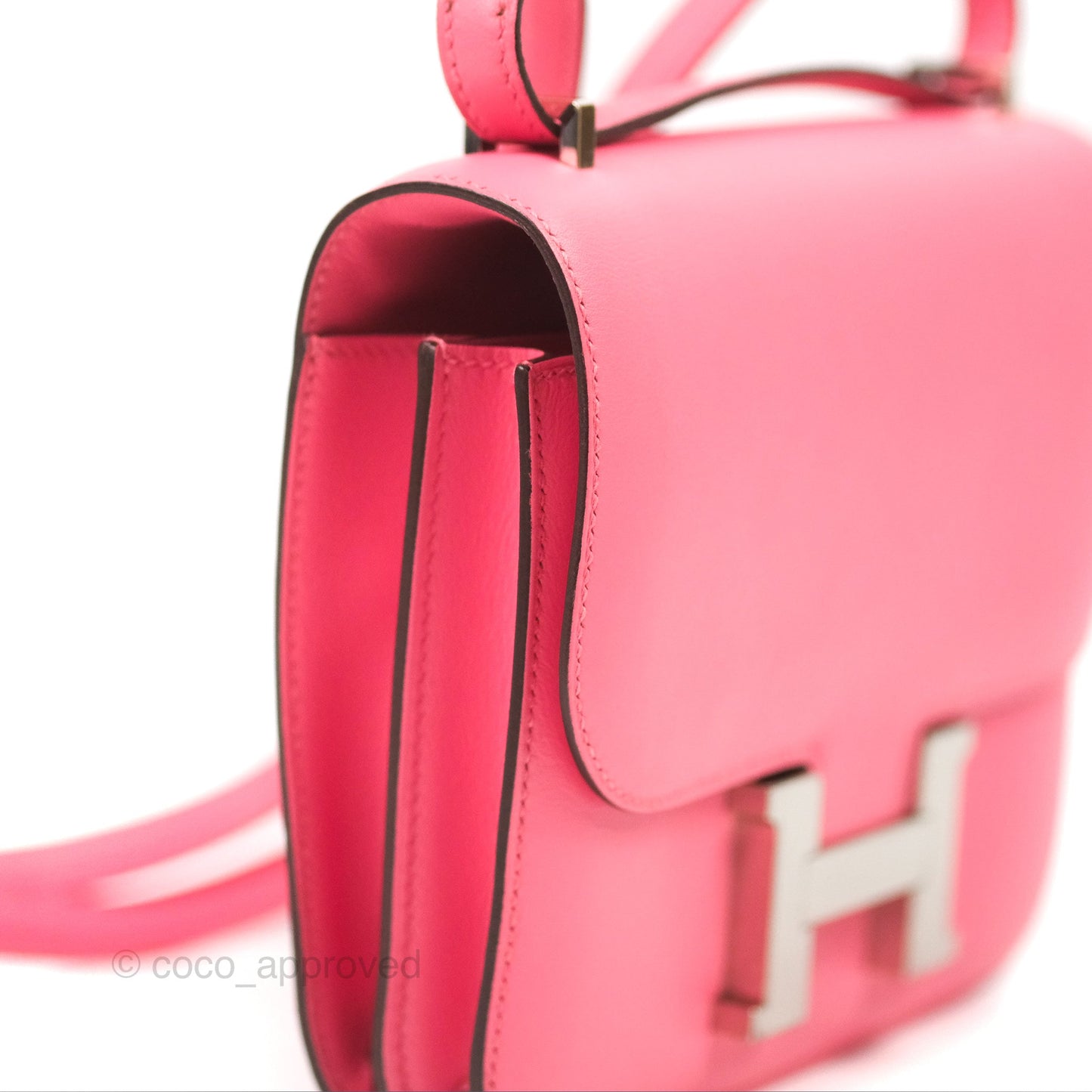 Hermès Constance Mini 18cm Rose Azalee Swift Palladium Hardware