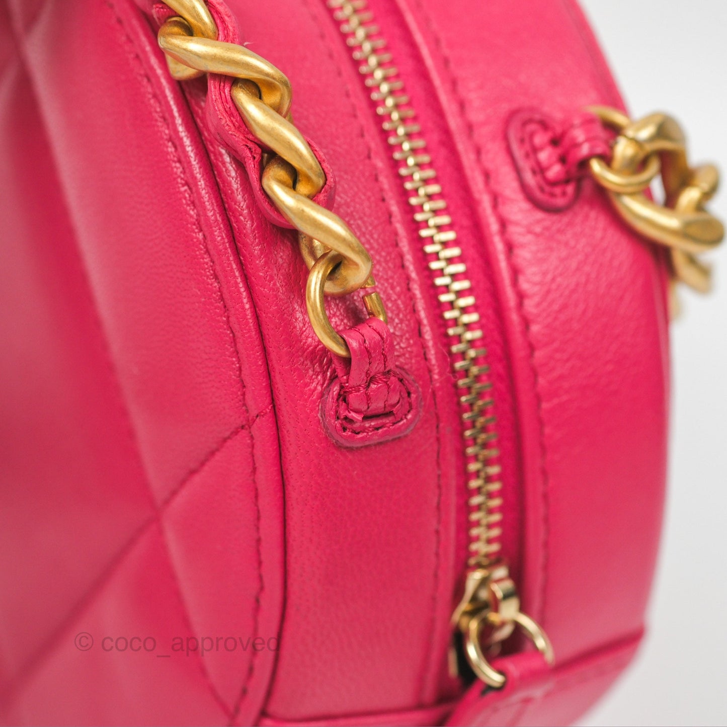 Chanel 19 Round Clutch With Chain Dark Pink Mixed Hardware