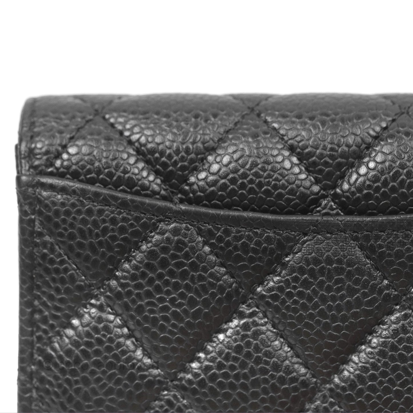 Chanel Quilted Flap Card Holder Black Caviar Silver Hardware