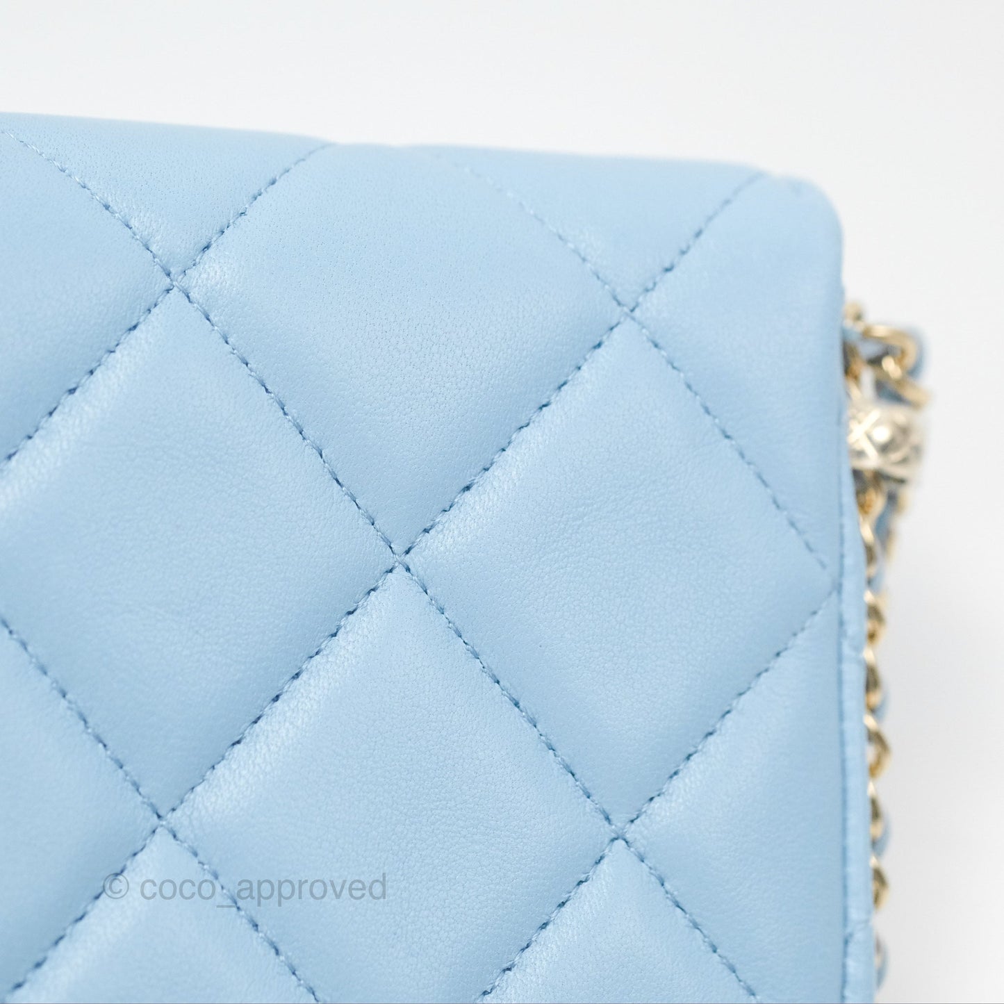 Chanel Mini Chain Around Clutch With Chain Blue Lambskin Gold Hardware