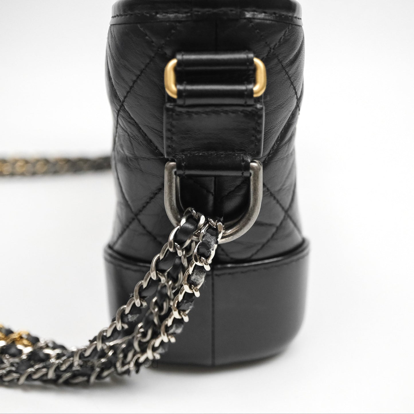 Chanel Small Gabrielle Hobo Quilted Black Aged Calfskin