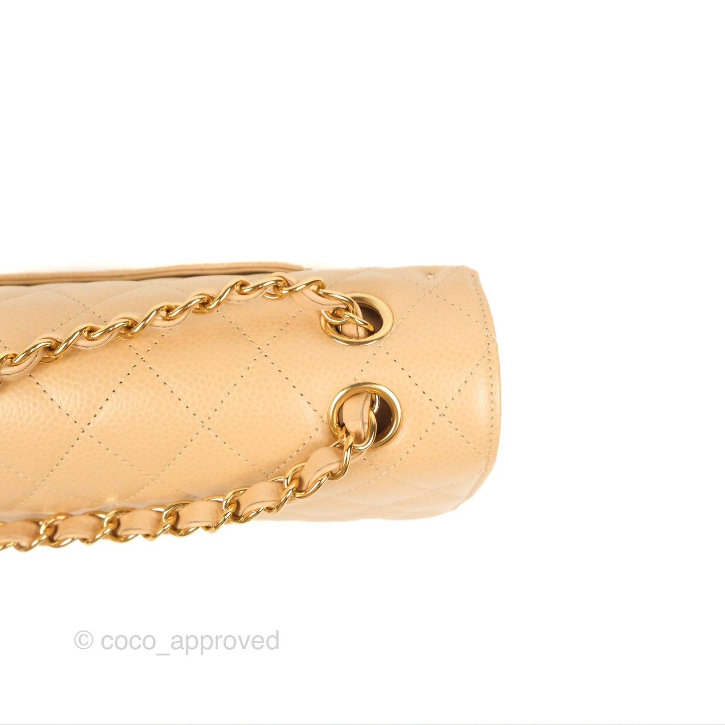 Chanel Classic M/L Medium Flap Quilted Beige Caviar Gold Hardware
