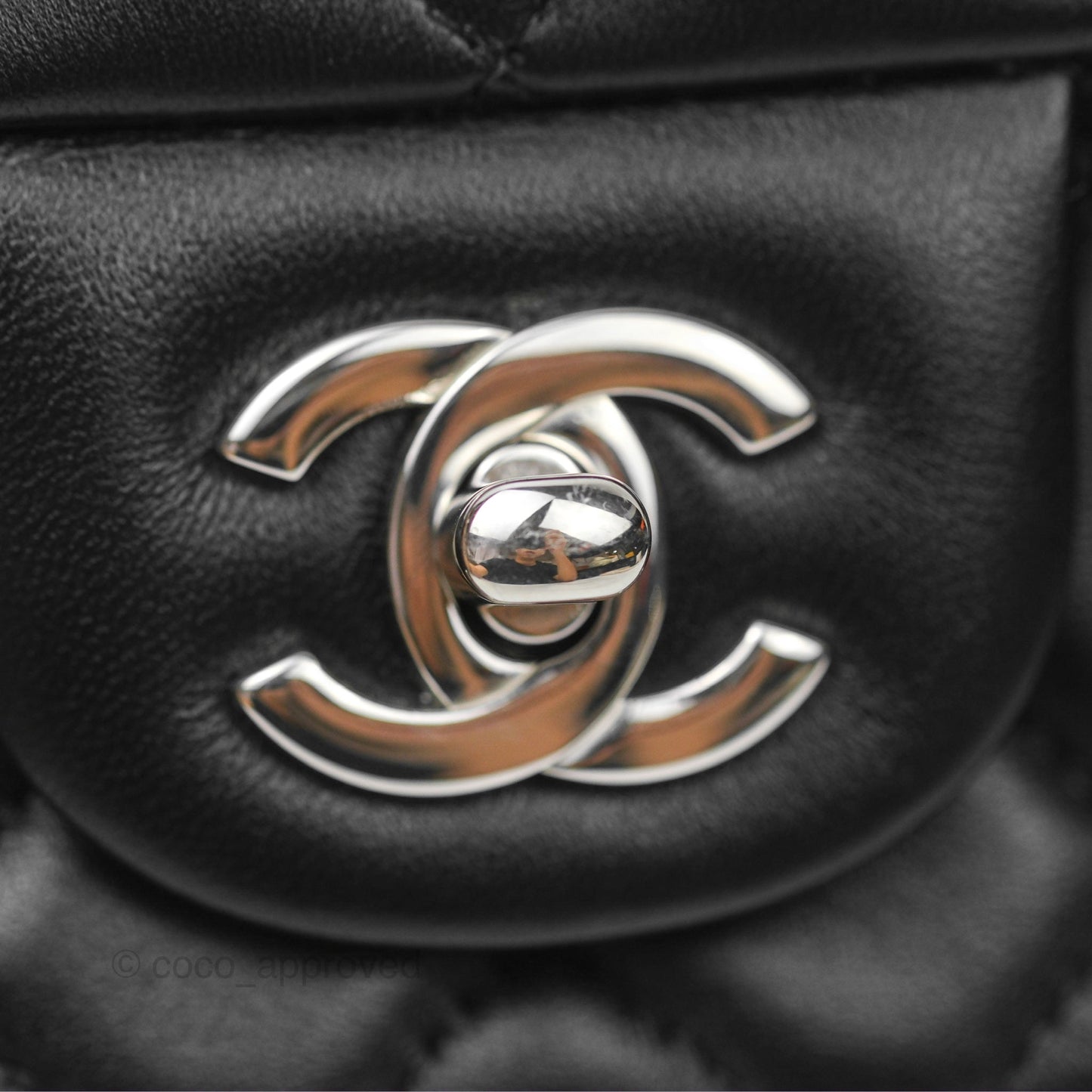 Chanel Quilted Mini Rectangular Black Lambskin Silver Hardware