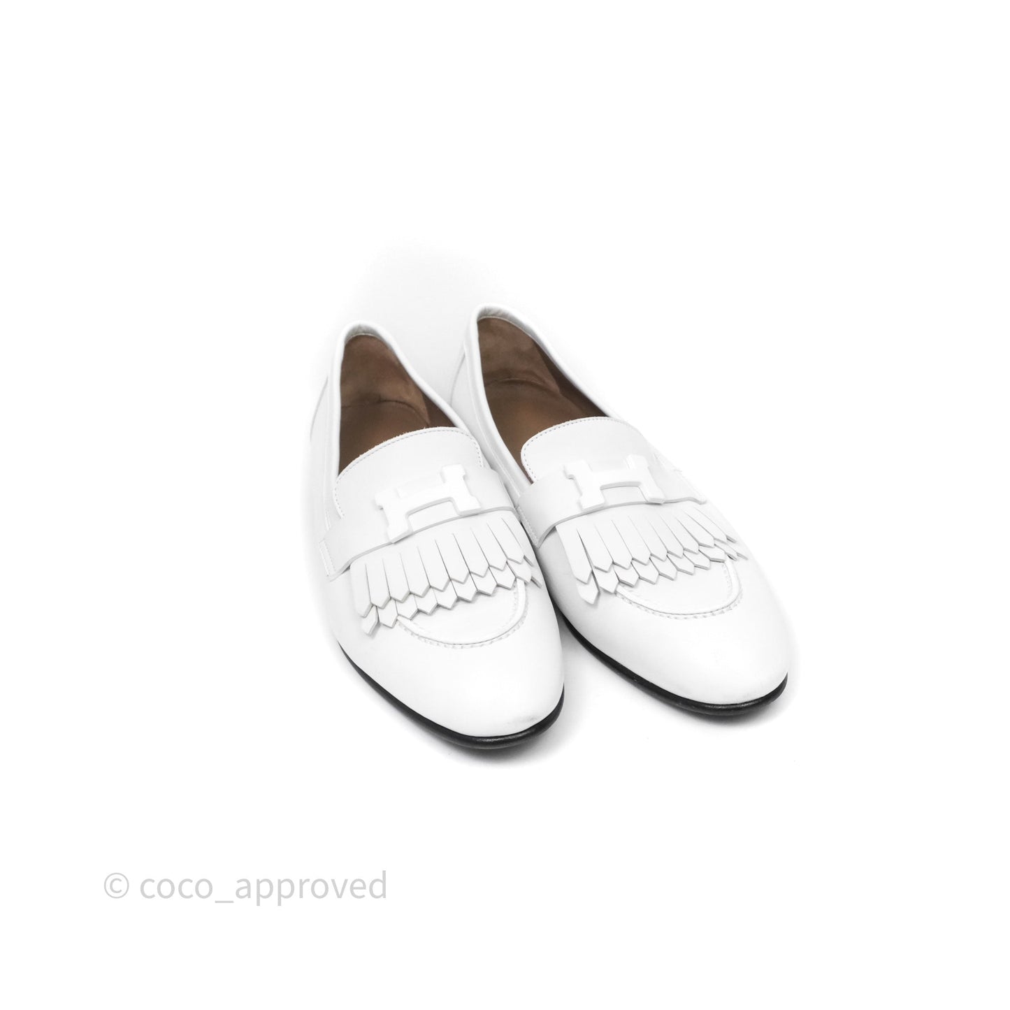 Hermès Royal Loafers White Calfskin Size 38