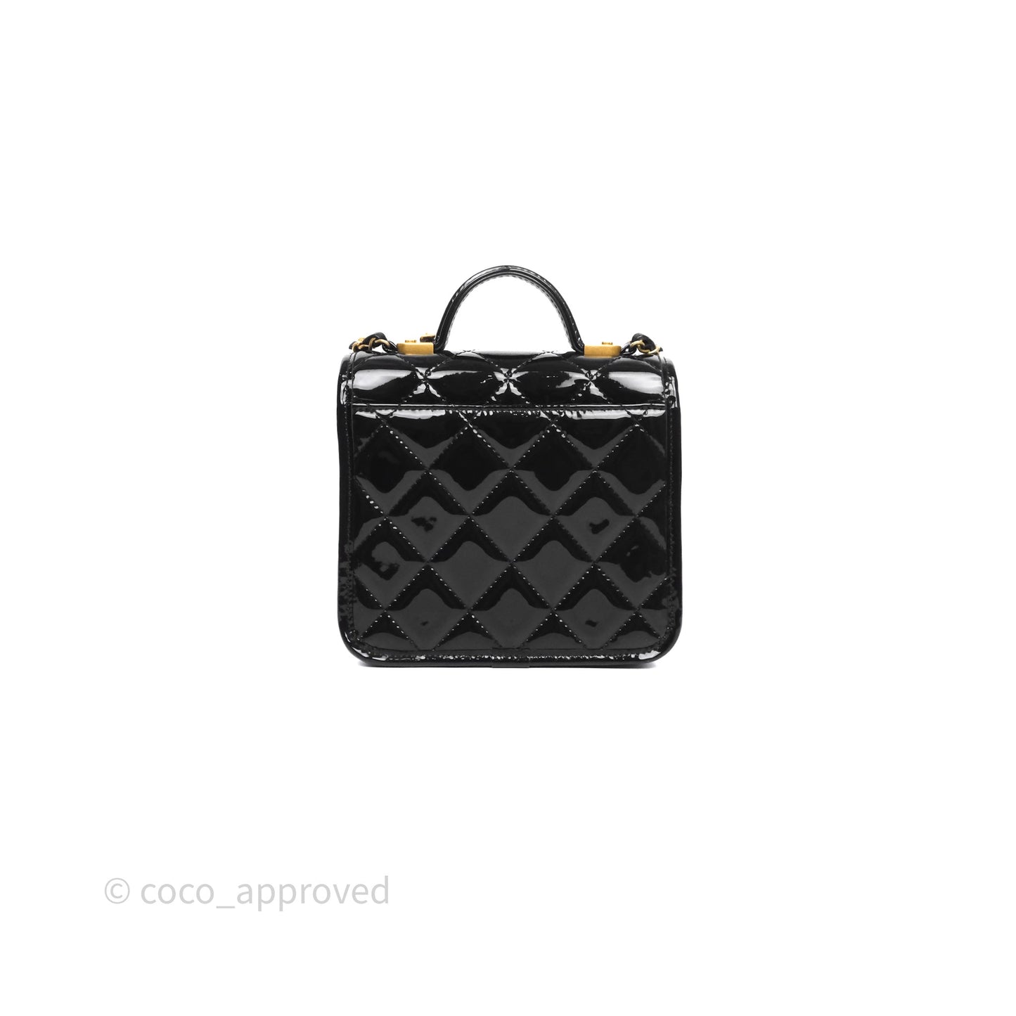 Chanel Mini School Memory Top Handle Flap Black Patent
