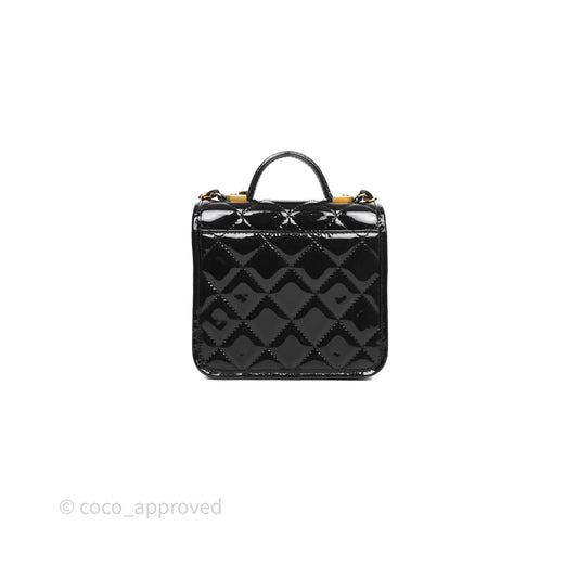 Chanel Mini School Memory Top Handle Flap Black Patent