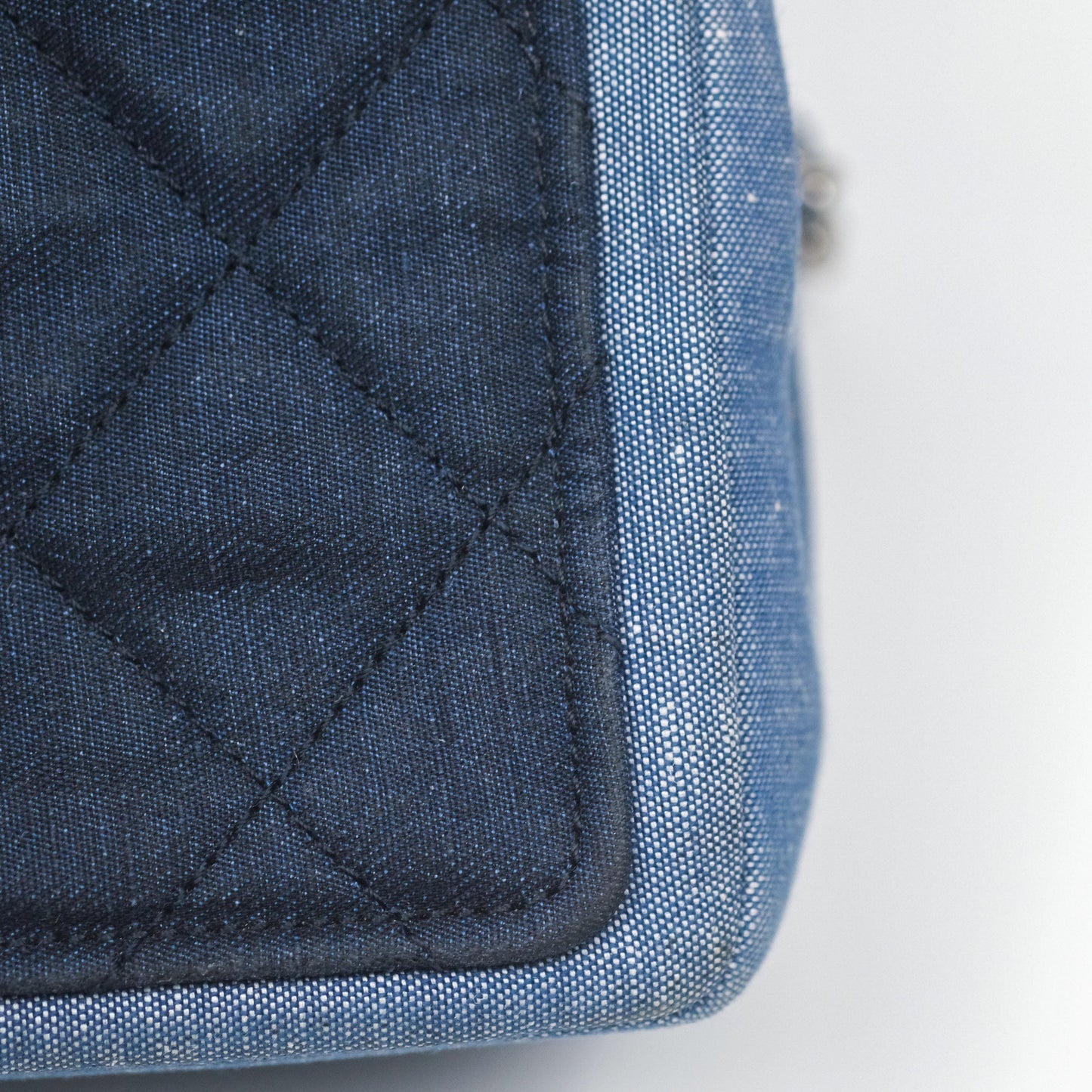 Chanel Quilted Mini Medallion Graphic Denim Blue Silver Hardware