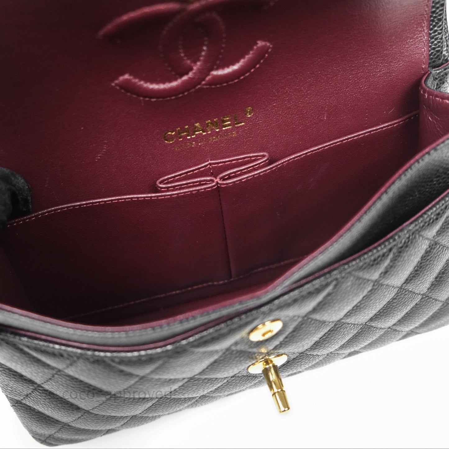 Chanel Small Classic Flap Quilted Black Caviar Gold Hardware