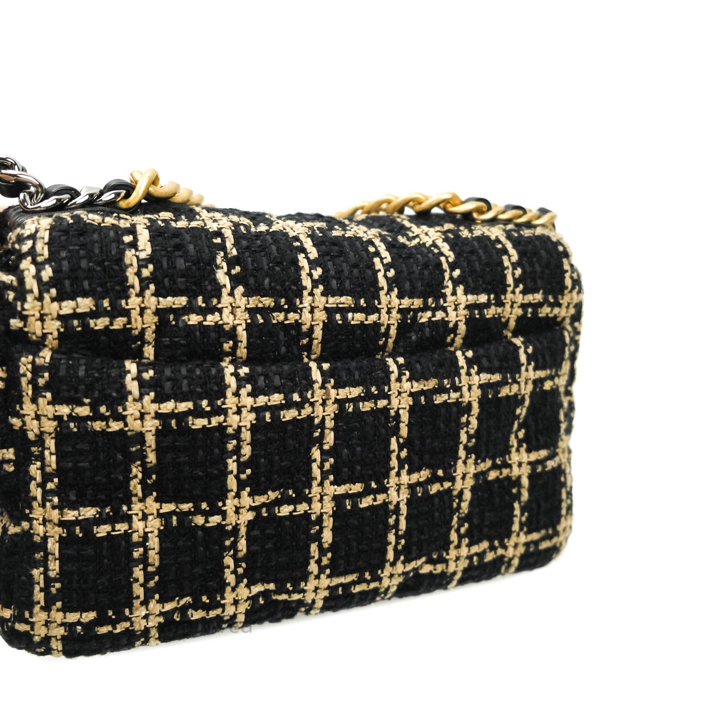 Chanel 19 Small Tweed Black Beige Mixed Hardware