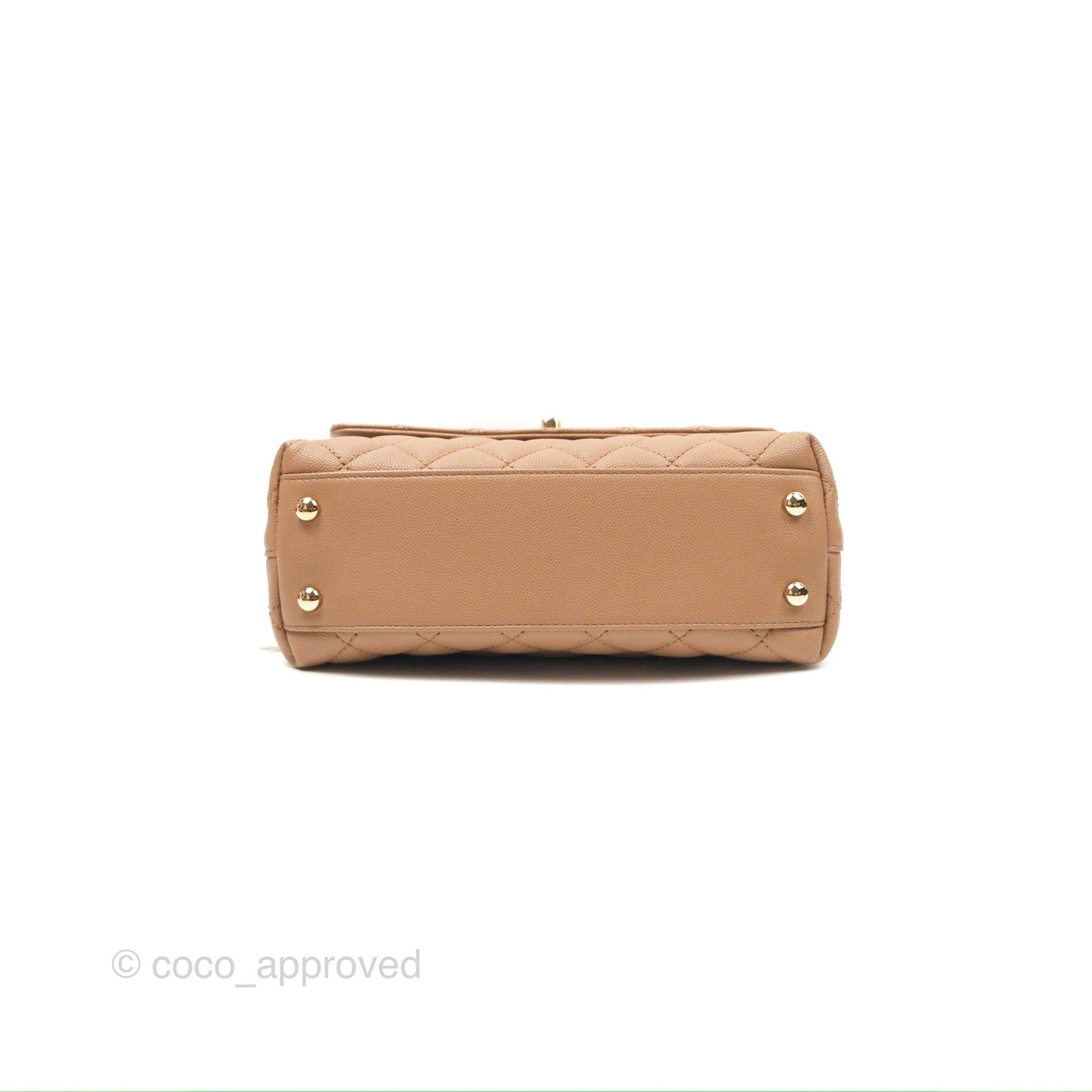 Chanel Small Coco Handle Quilted Beige Caviar Gold Hardware