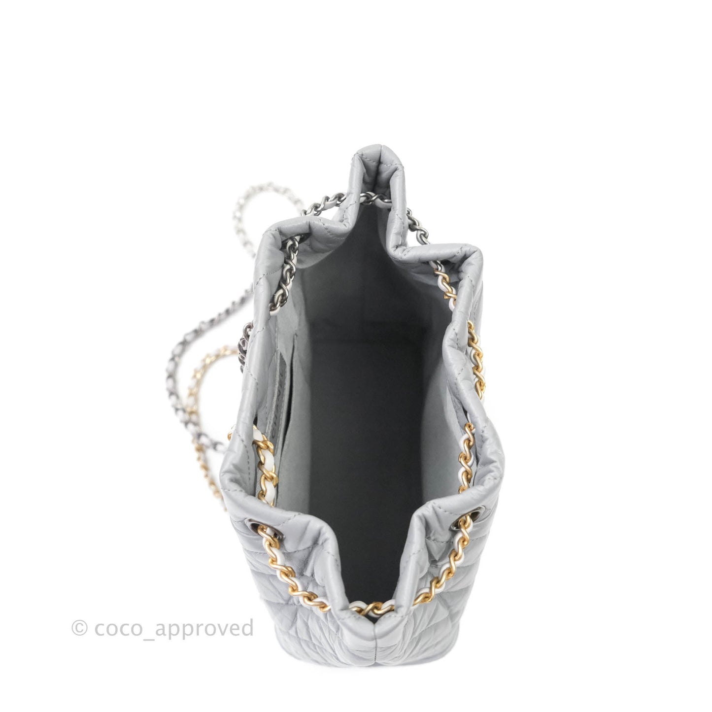 Chanel Small Chevron Gabrielle Backpack Aged Calfskin Grey