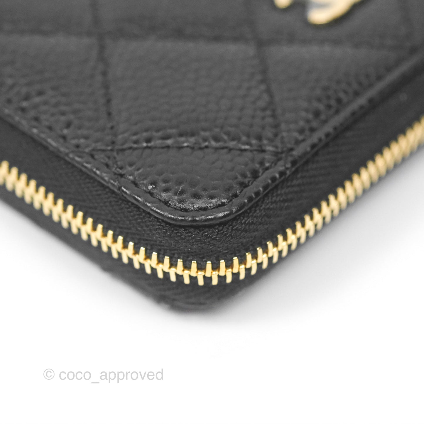 Chanel Classic Zipped Coin Purse Black Caviar Gold Hardware