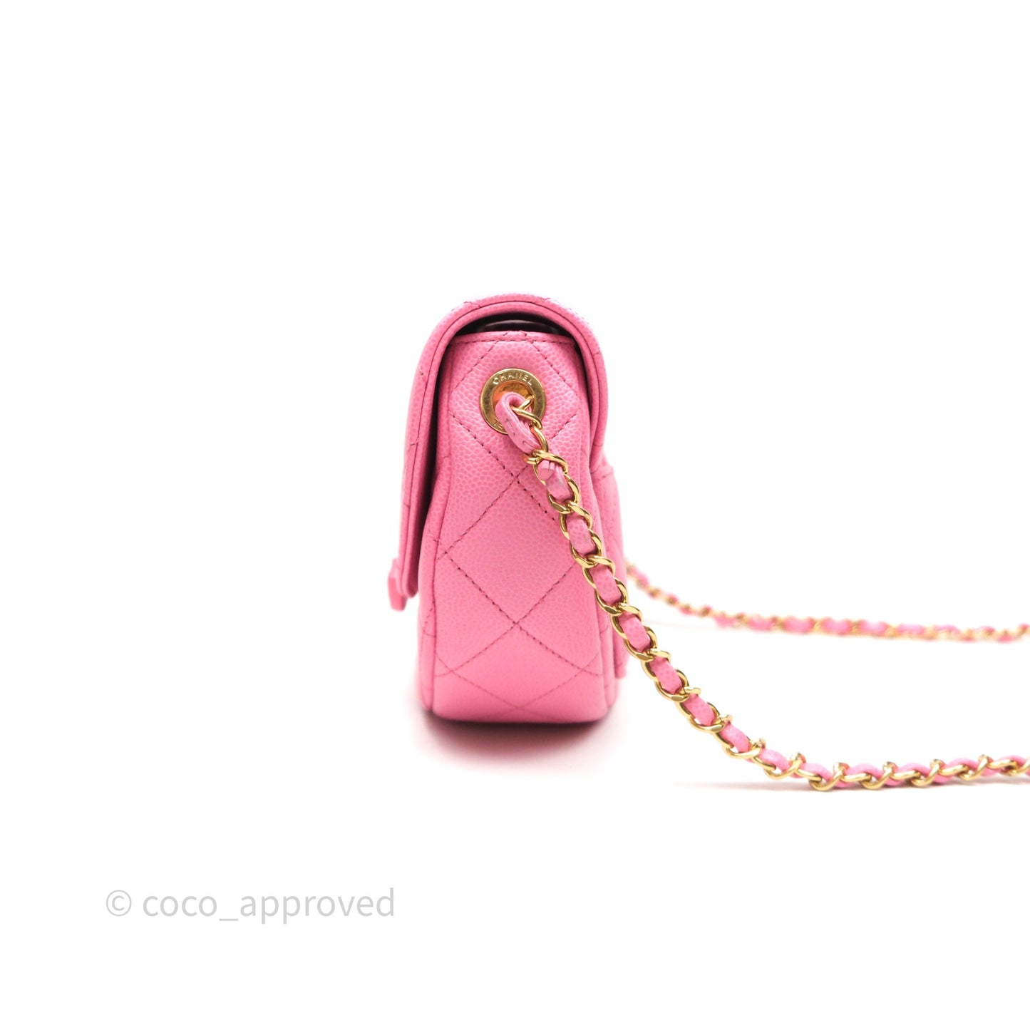 Chanel Quilted Mini Messenger Bag Pink Caviar Gold Hardware 23P