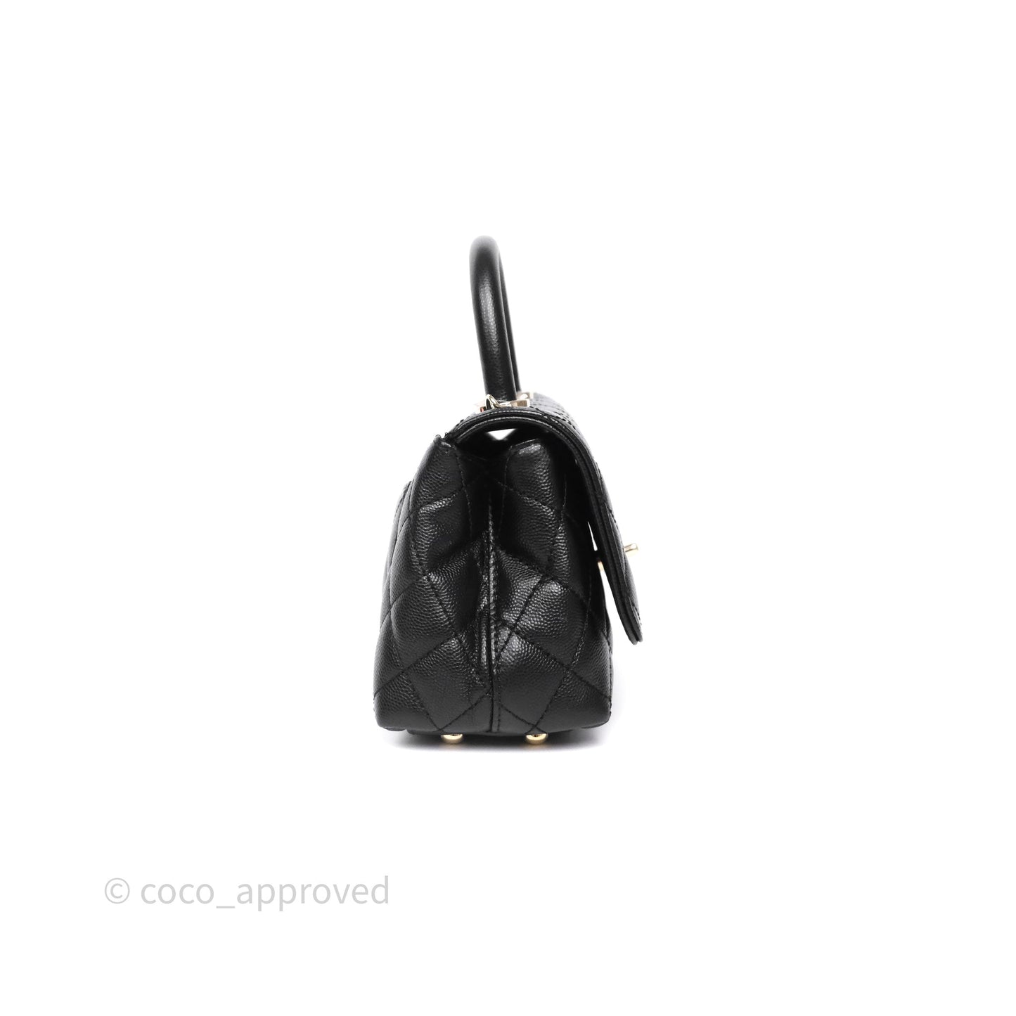 Chanel Mini Coco Handle Quilted Black Caviar Gold Hardware