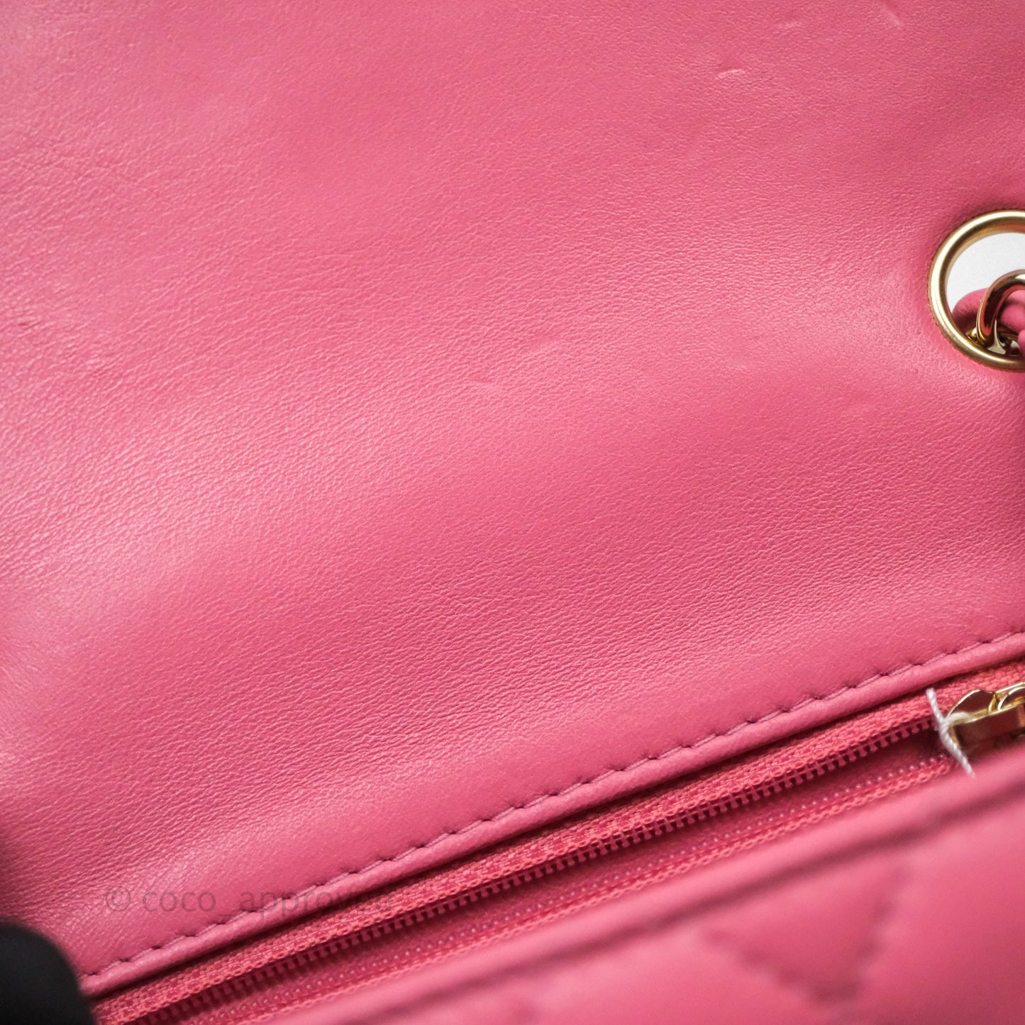 Chanel Quilted Mini Square Pink Lambskin Gold Hardware