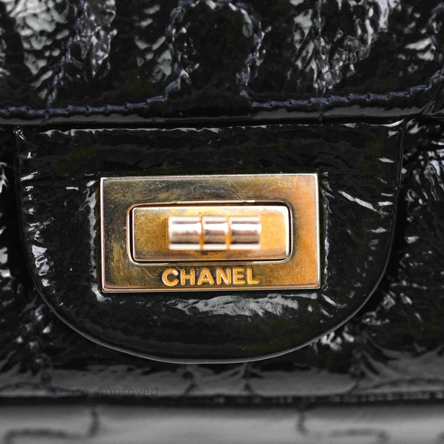 Chanel Puzzle 2.55 Reissue East West Flap Dark Green Patent Gold Hardware