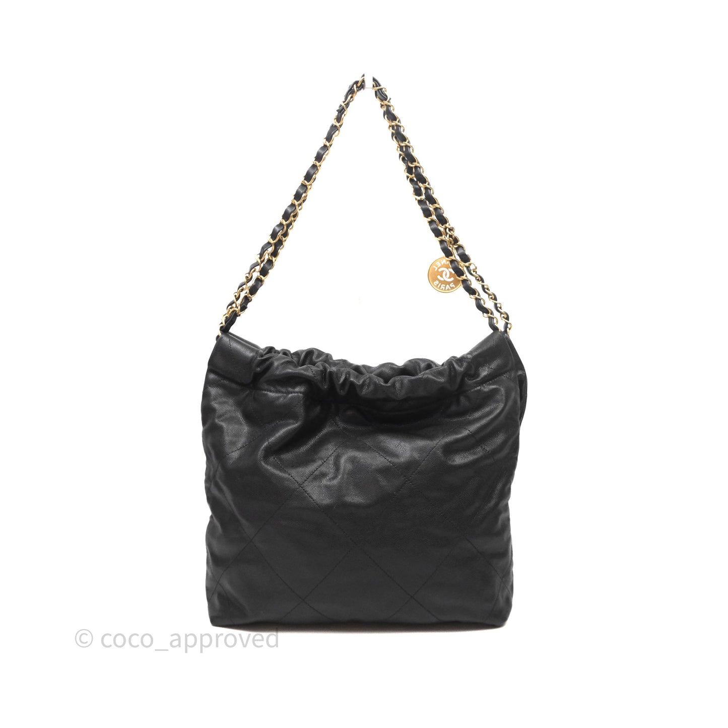 Chanel 22 Small Black Caviar Aged Gold Hardware