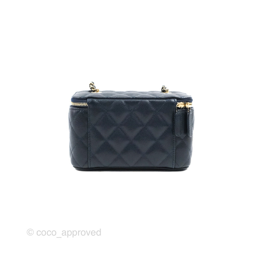 Chanel Vanity with Chain Navy Caviar Gold Hardware
