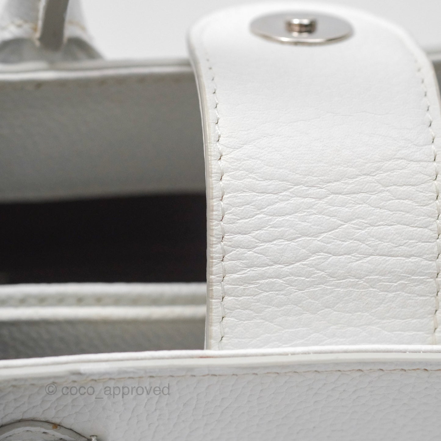 Chanel Mini Neo Executive Shopper Tote White Grained Calfskin Silver Hardware