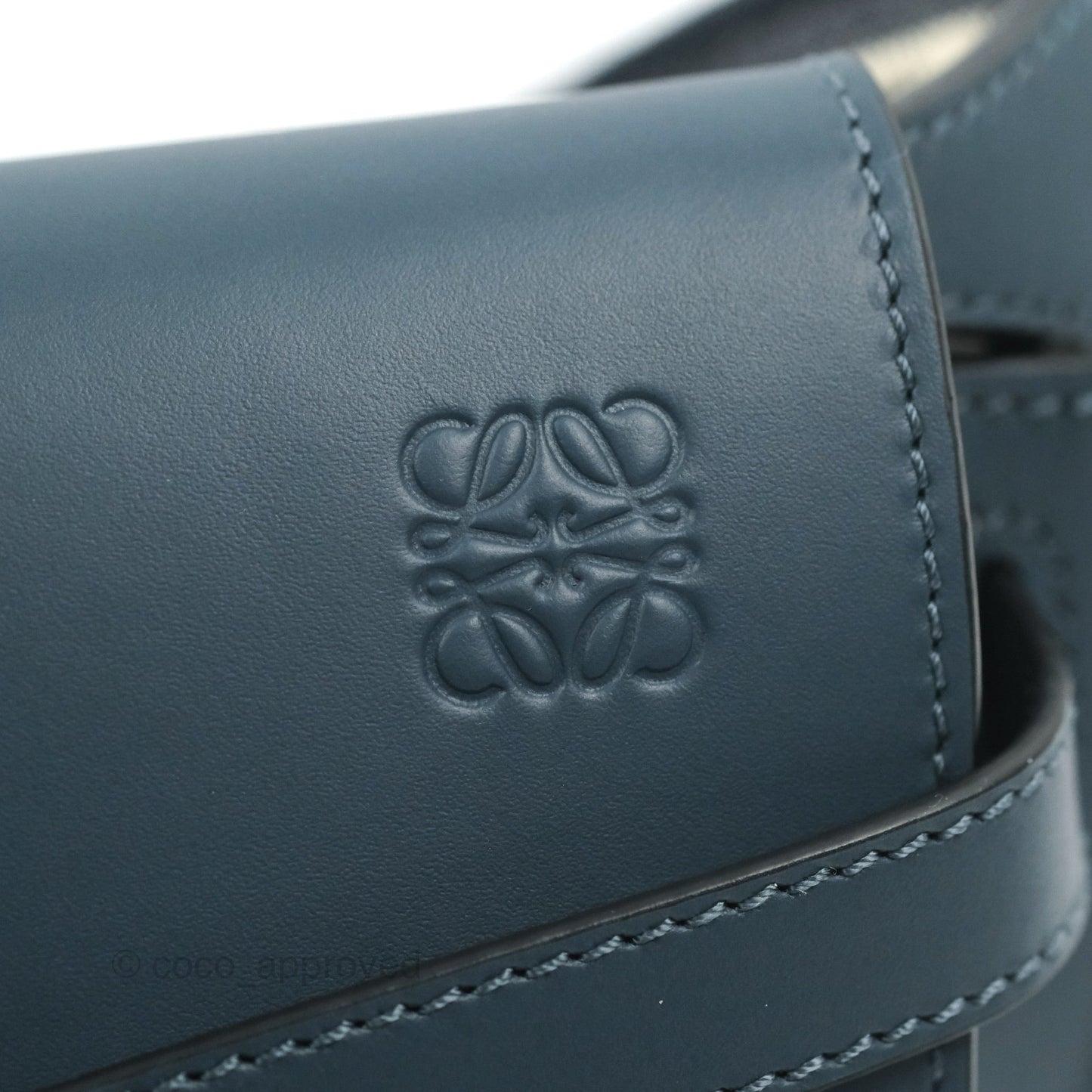 Loewe Mini Gate Dual bag Onyx Blue Soft Calfskin Jacquard Strap