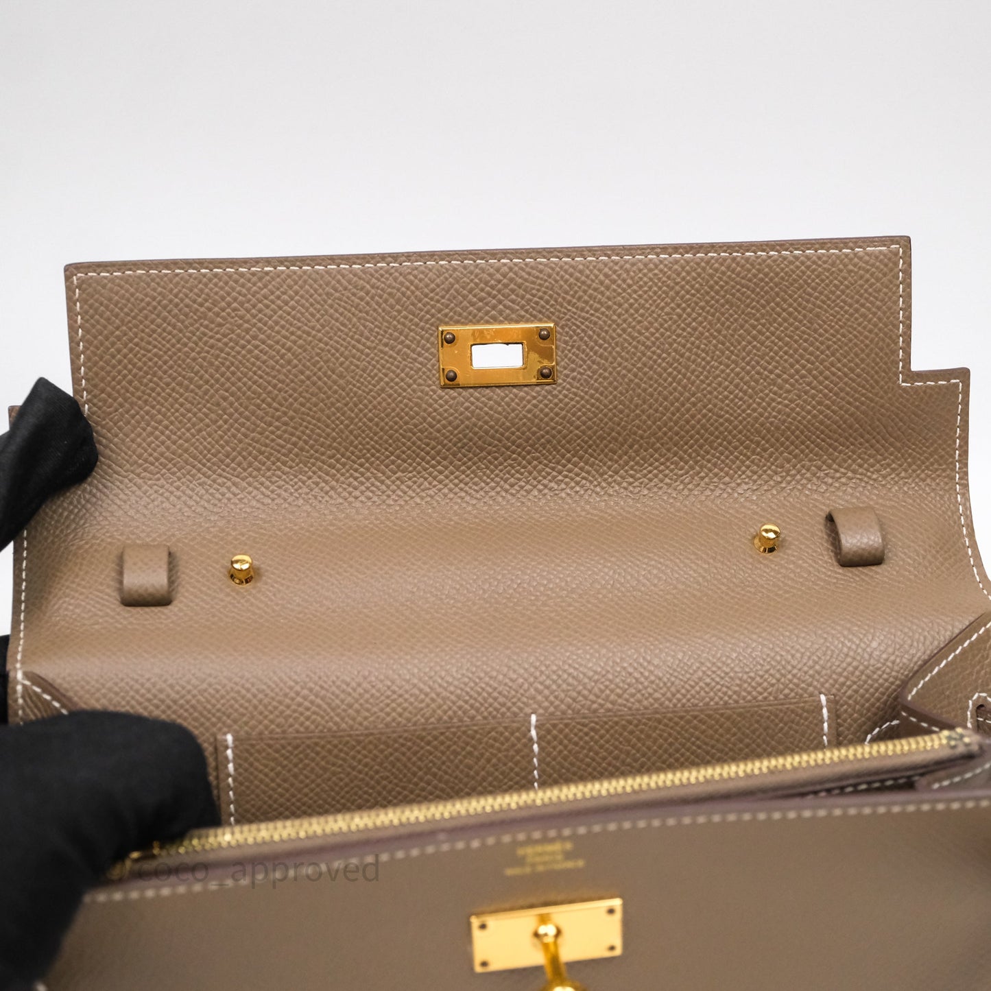 Hermès Kelly To Go Wallet Etoupe 18 Epsom Gold Hardware