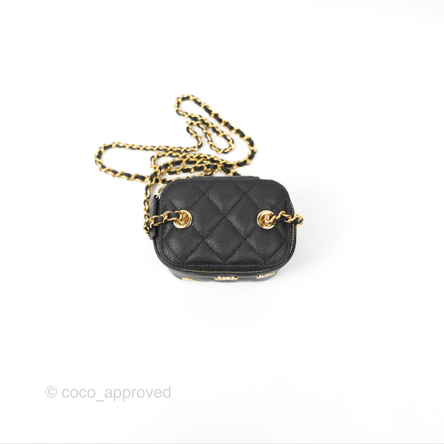 Chanel Mini Poker Vanity With Chain Black Caviar Gold Hardware