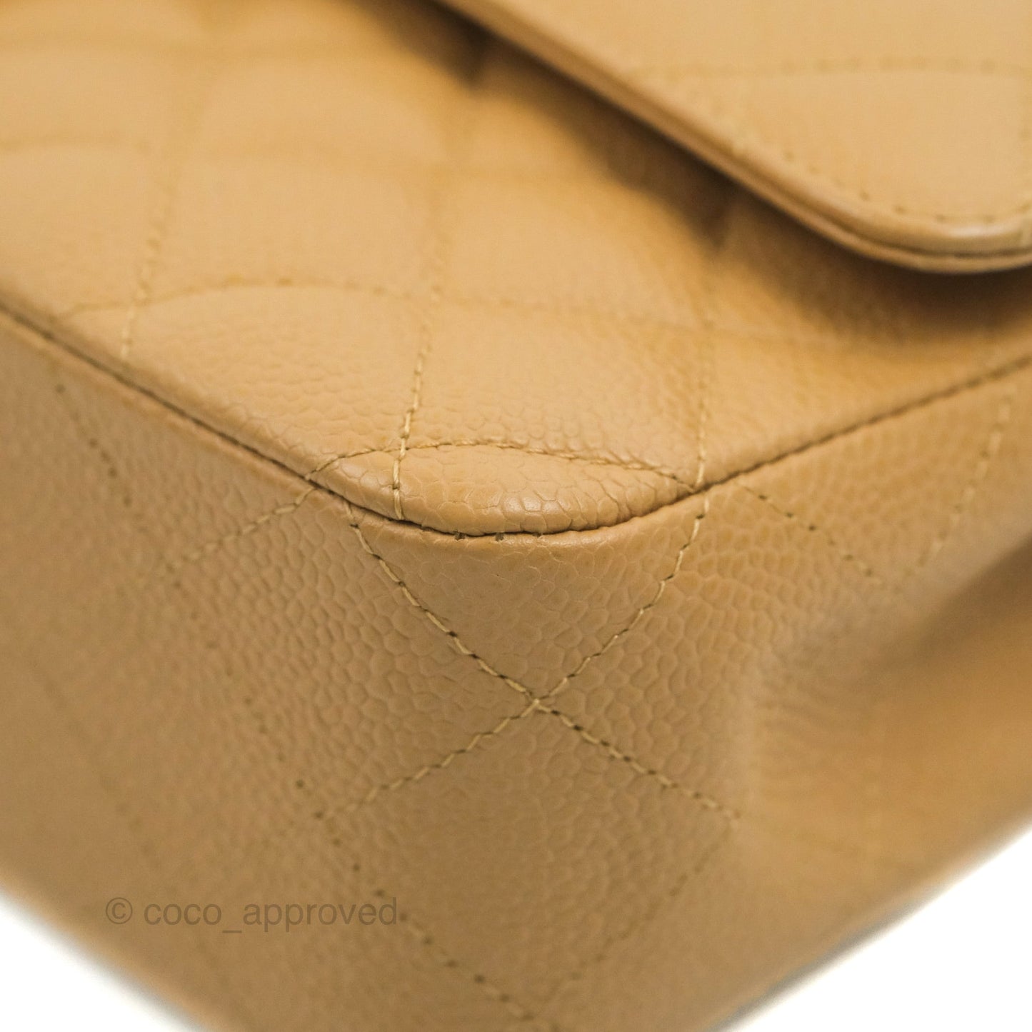 Chanel Quilted M/L Medium Flap Vintage Dark Beige Caviar 24K Gold Hardware