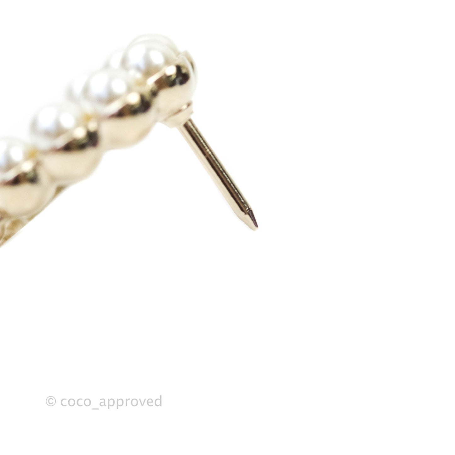Chanel Flap Bag Pearl Brooch Gold Tone 21S