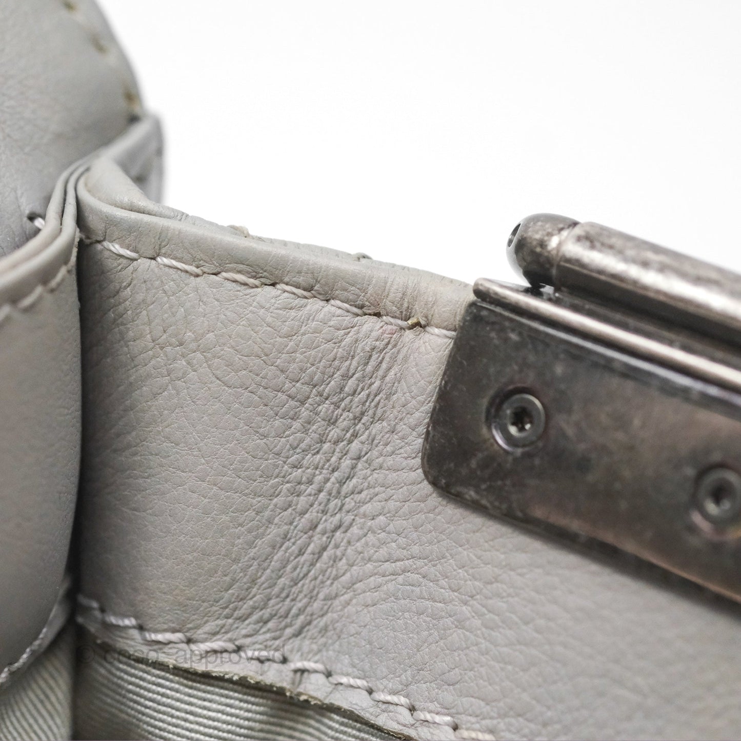 Chanel Medium Boy Reverso Flap Light Grey Calfskin Ruthenium Hardware