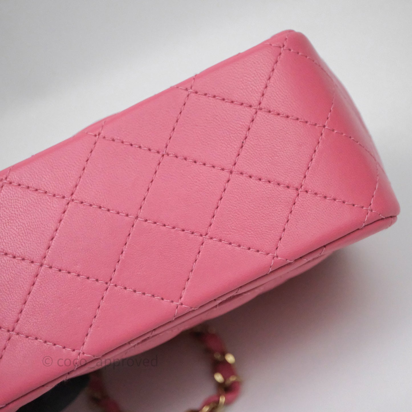Chanel Quilted Mini Square Pink Lambskin Gold Hardware
