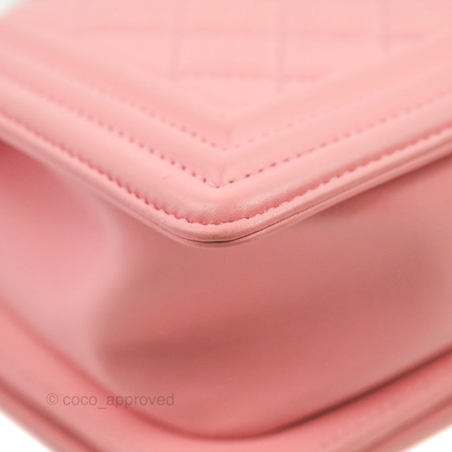 Chanel Small Quilted Boy Pink Calfskin Aged Gold Hardware