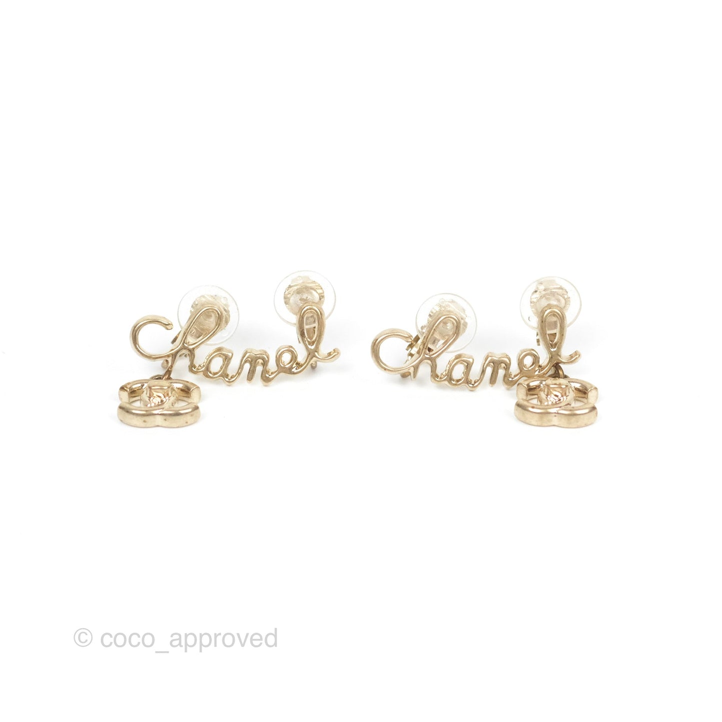 Chanel Logo CC Turnlock Ear Clips Gold Tone 22V