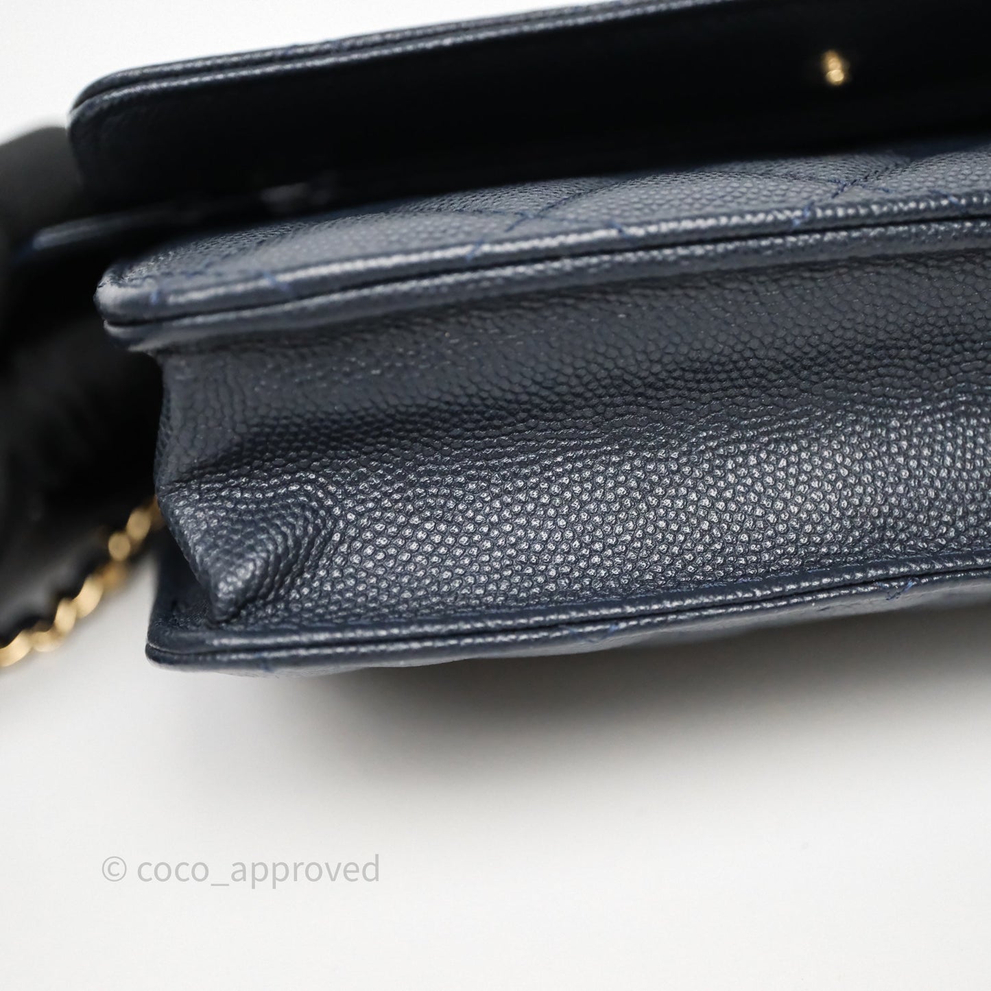 Chanel Classic Wallet On Chain WOC Quilted Navy Caviar Gold Hardware