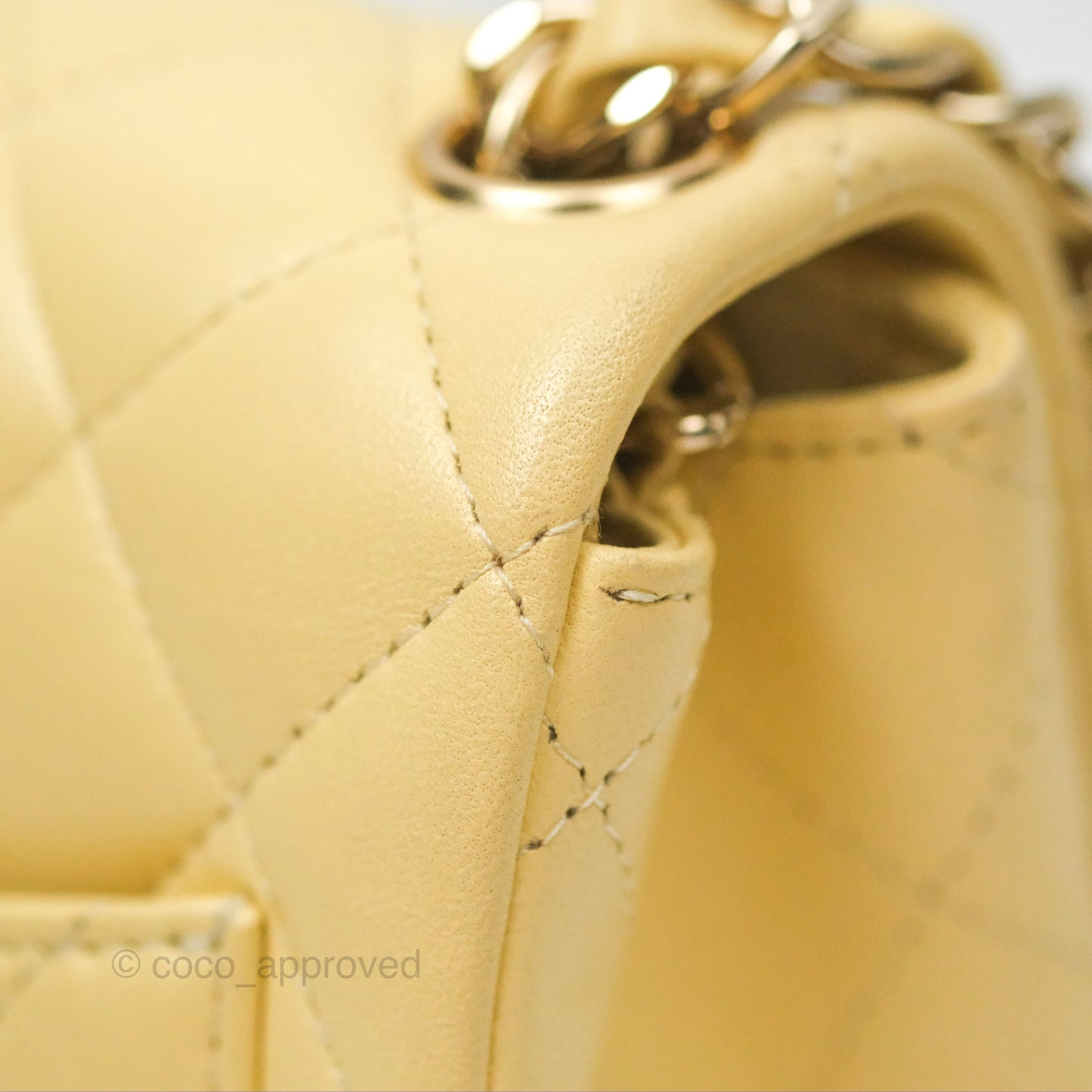 Chanel Mini Square Quilted Yellow Lambskin Gold Hardware