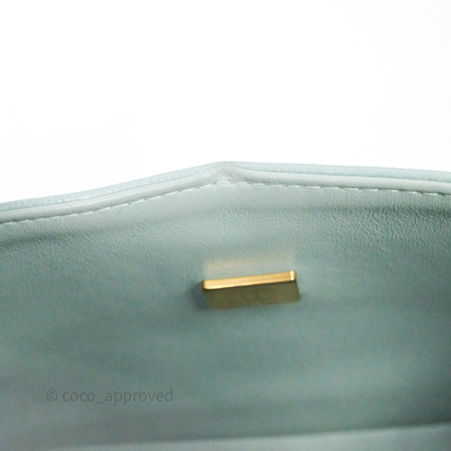 Chanel Small Quilted Classic Flap Tiffany Green Cavier Gold Hardware